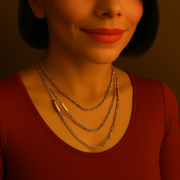 GUESS Stylish Polished Gold tone Layered Necklace - Women's Fashion - 22"+3.5" - Picture 1 of 8